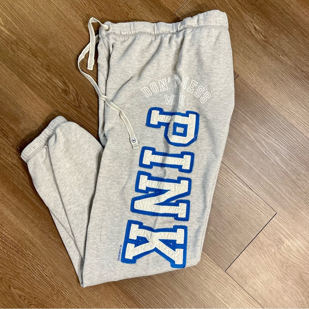 Womans Grey & Blue PINKS Victoria Secret Sweatpants Size Medium